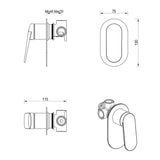 Lantra Shower Mixer - Oval Plate - TRIM KIT ONLY - Chrome