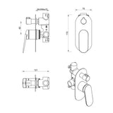 Lantra Shower Mixer Diverter - 1P - TRIM KIT ONLY - Chrome