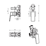 Tiago Shower Mixer Diverter - 2P - TRIM KIT ONLY - Chrome