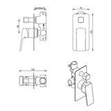 Tiago Shower Mixer Diverter - TRIM KIT ONLY - Chrome
