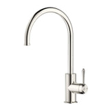Mica Heritage Gooseneck Sink Mixer in Brushed Nickel - side profile view