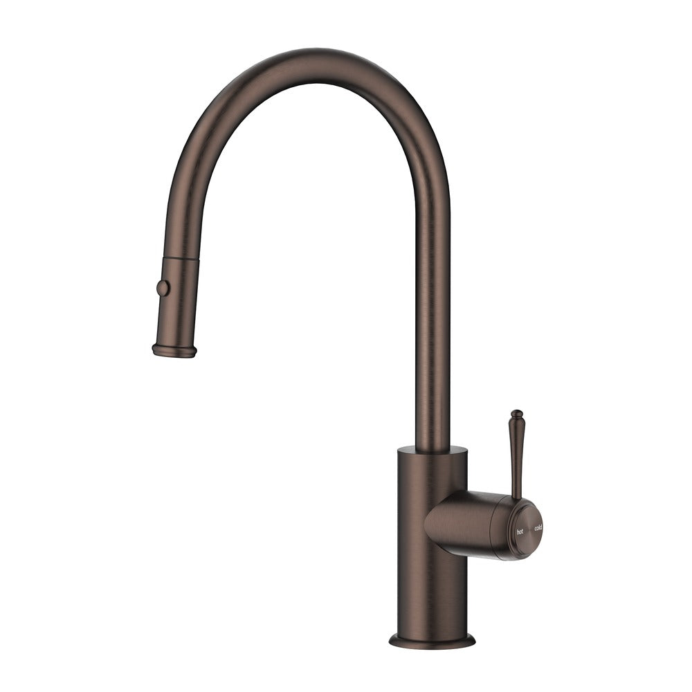 Mica Heritage Pull-Out Sink Mixer in Dusk Bronze - rear mounting detail