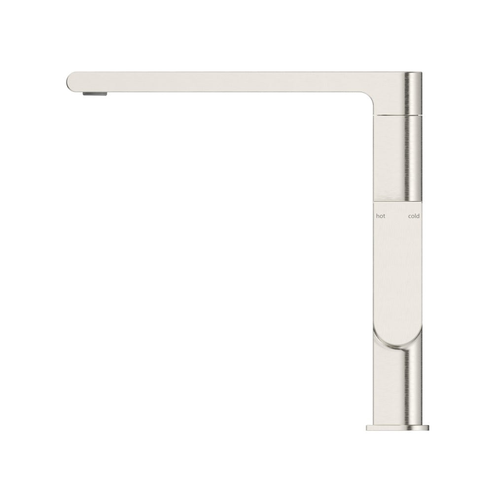 Beki Sink Mixer in Brushed Nickel - front view, kitchen tapware