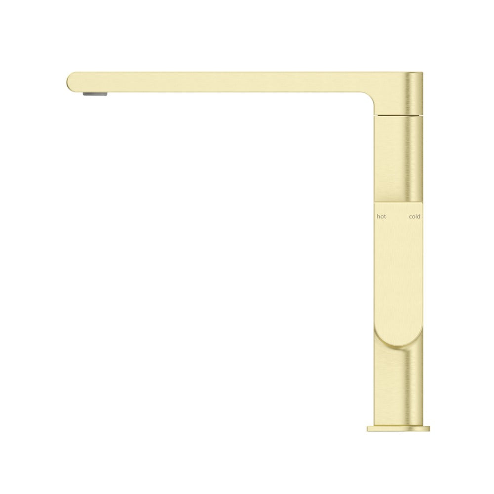 Beki Sink Mixer in French Gold - finish and profile close-up