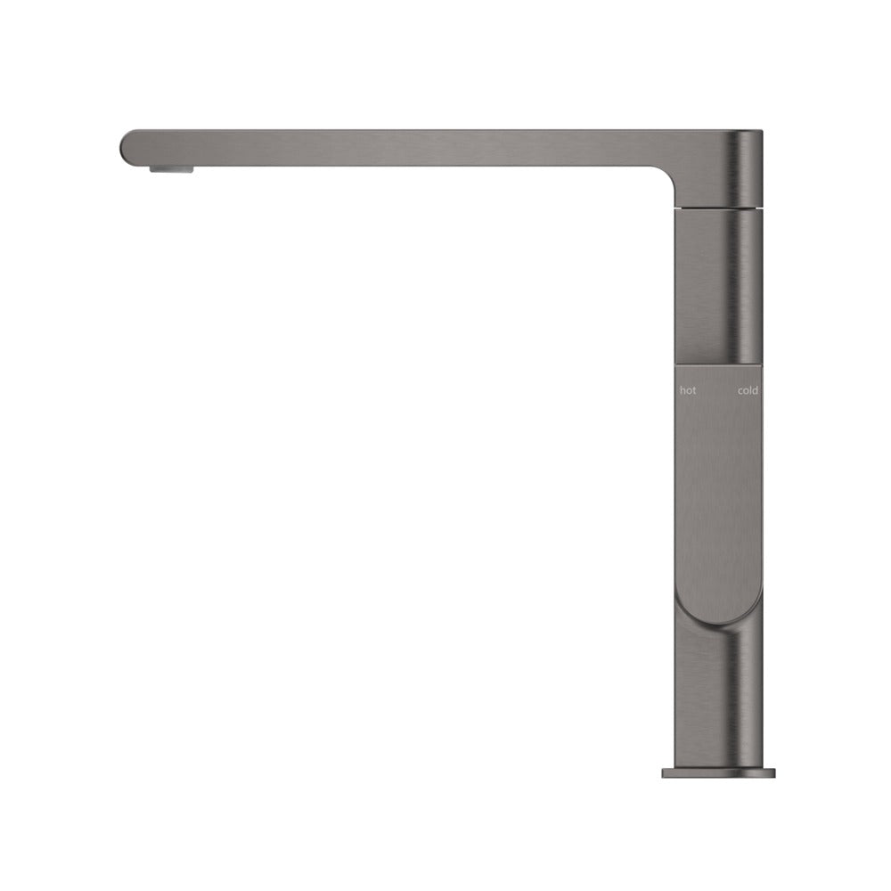 Beki Sink Mixer in Gunmetal - side profile view, kitchen tapware