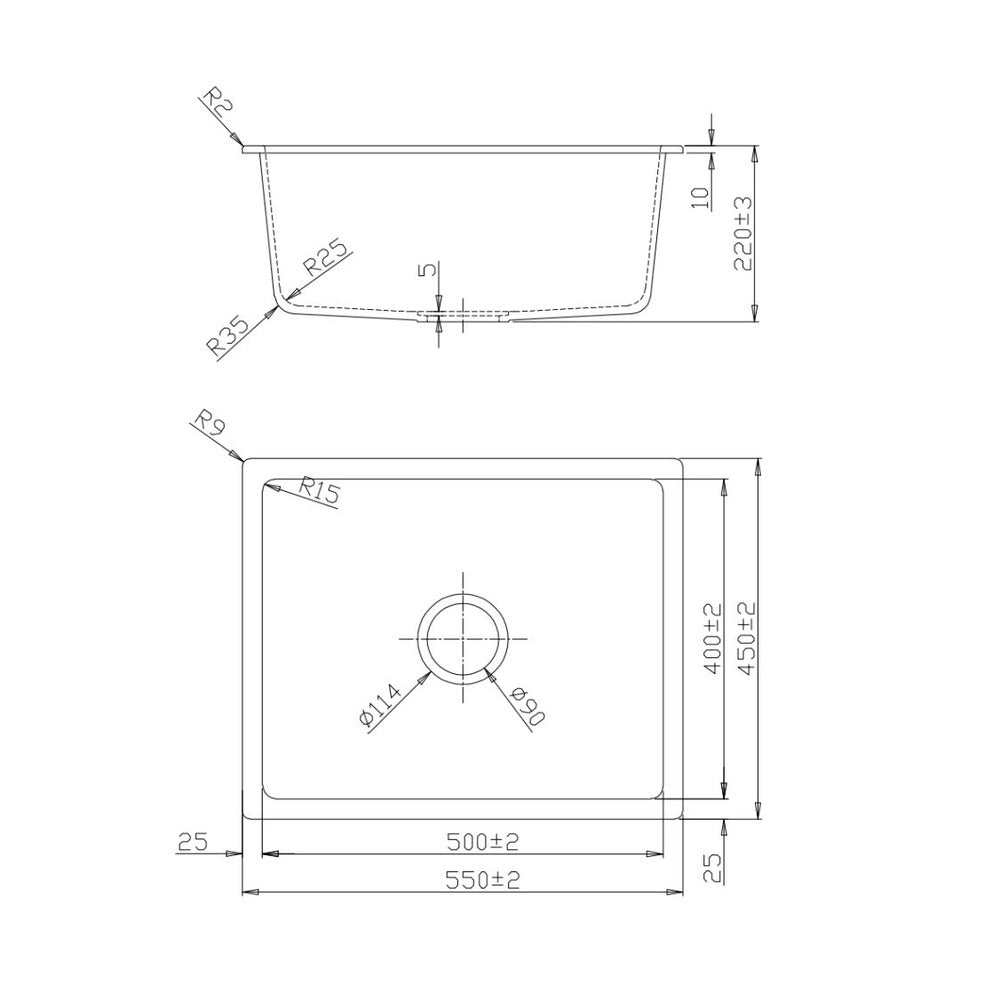 Fomos Sink - 550 x 450mm - Black