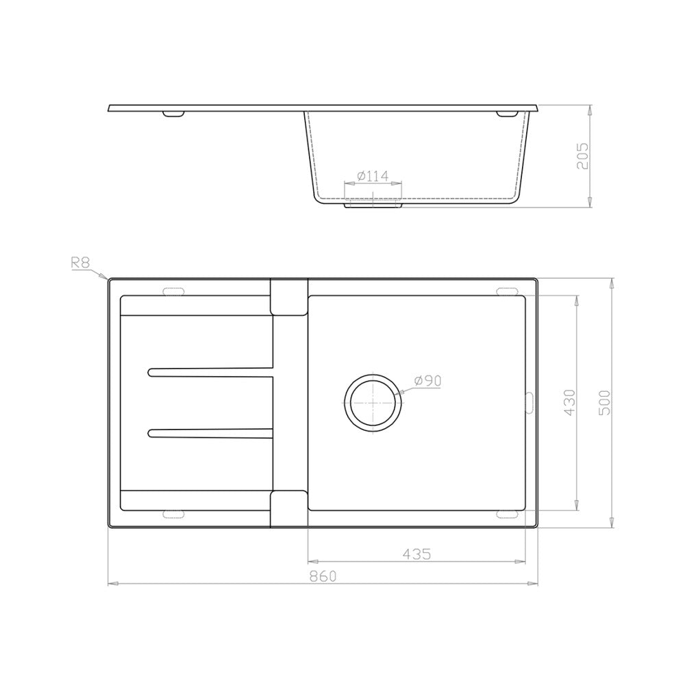Fomos Sink 860 x 500mm - Black