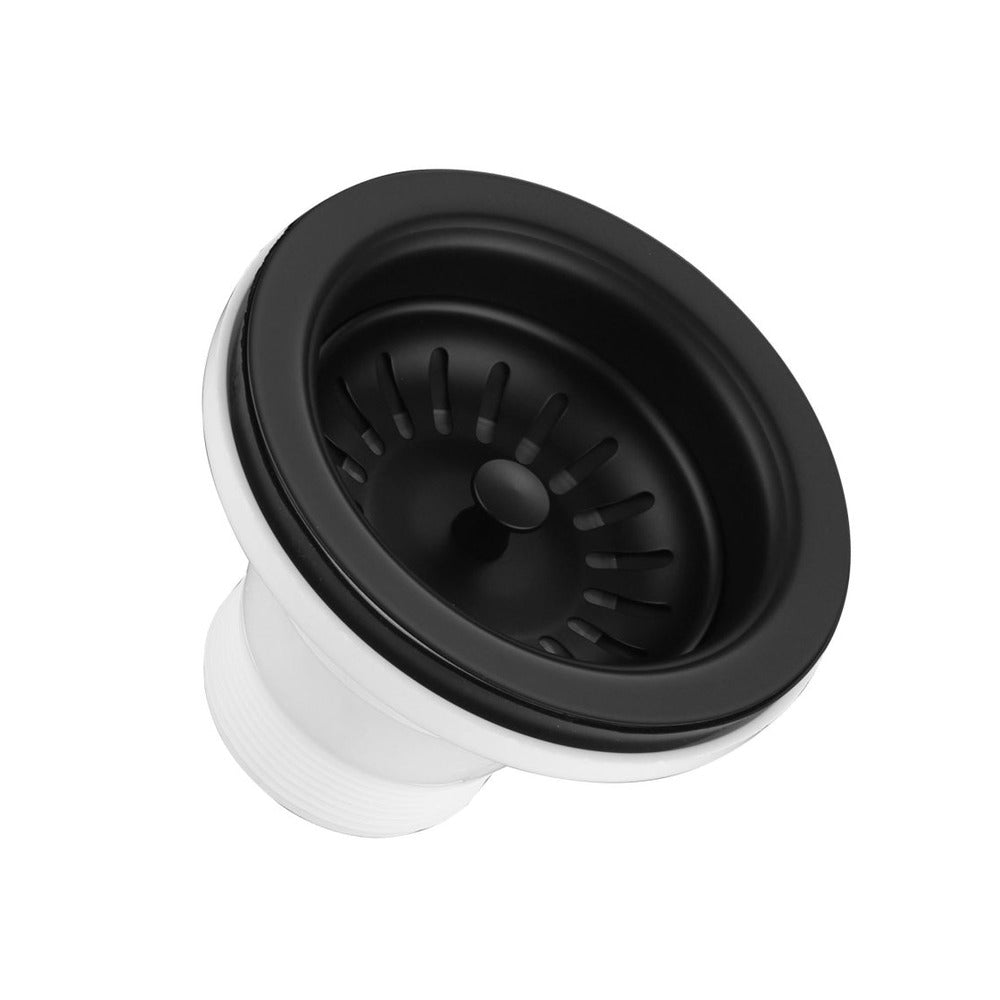 Sink Drain in Black - close-up detail view, kitchen sink accessory