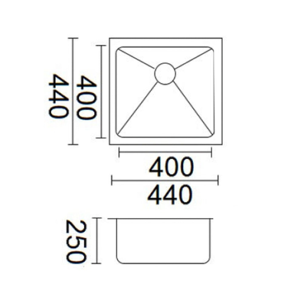 Luminare Sink 440 x 440mm - Stainless Steel