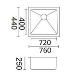 Luminare Sink 760 x 440mm - Single Bowl - Stainless Steel