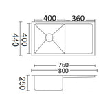 Luminare Sink 800 x 440mm - Stainless Steel
