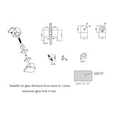 Shower Screen Handle - Square Lever - Chrome