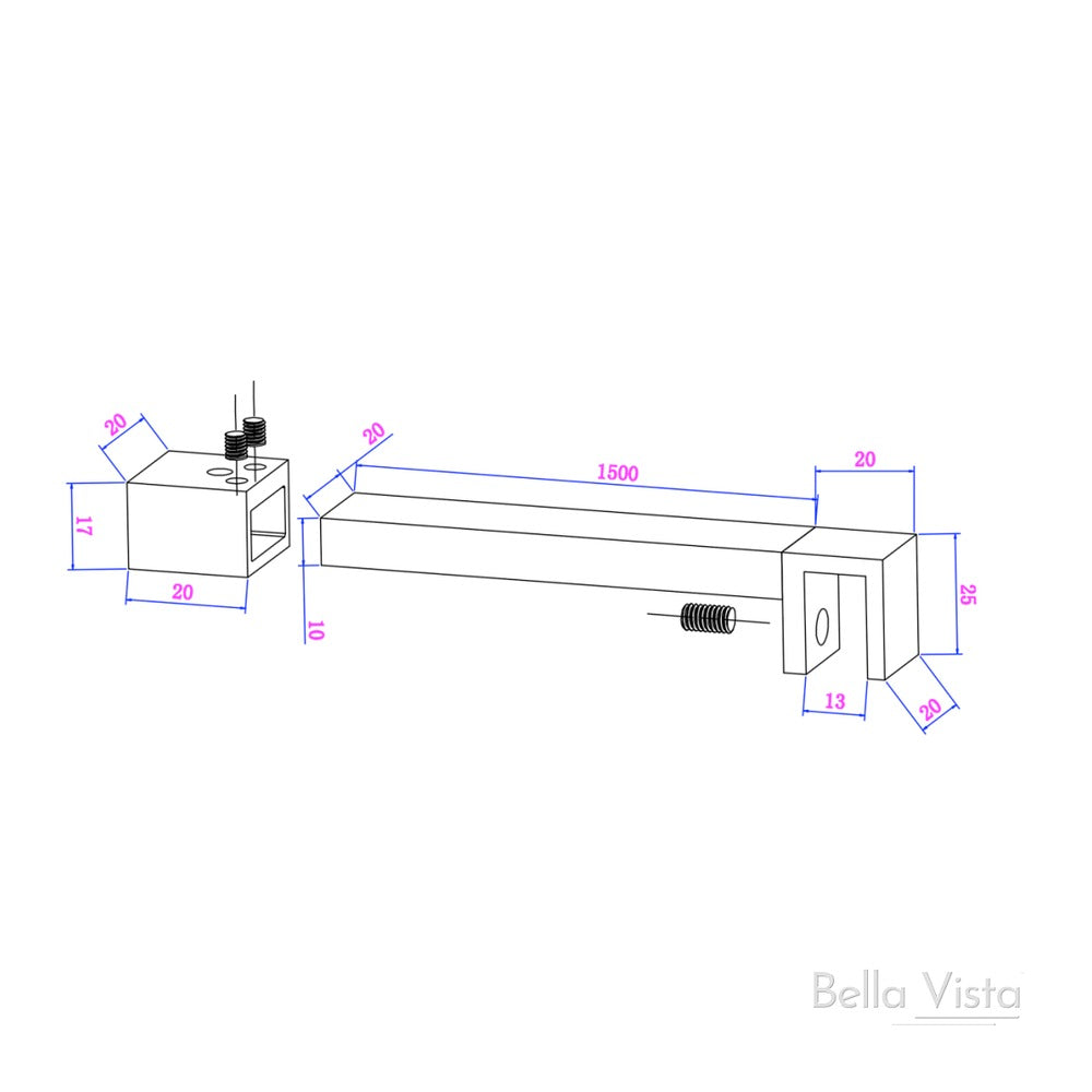 Stabiliser Bar - Square - Cut To Size - Chrome