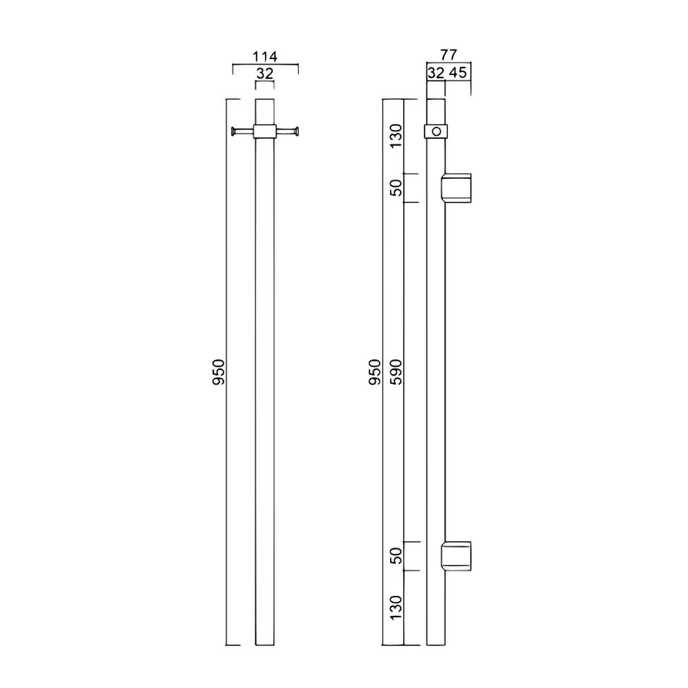 Mica Vertical Heated Towel Rail - Chrome
