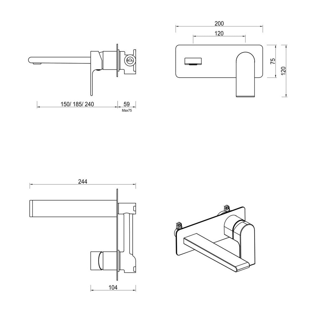 Beki Wall-Spout Combo - 1P - TRIM KIT ONLY in Chrome - alternative product view