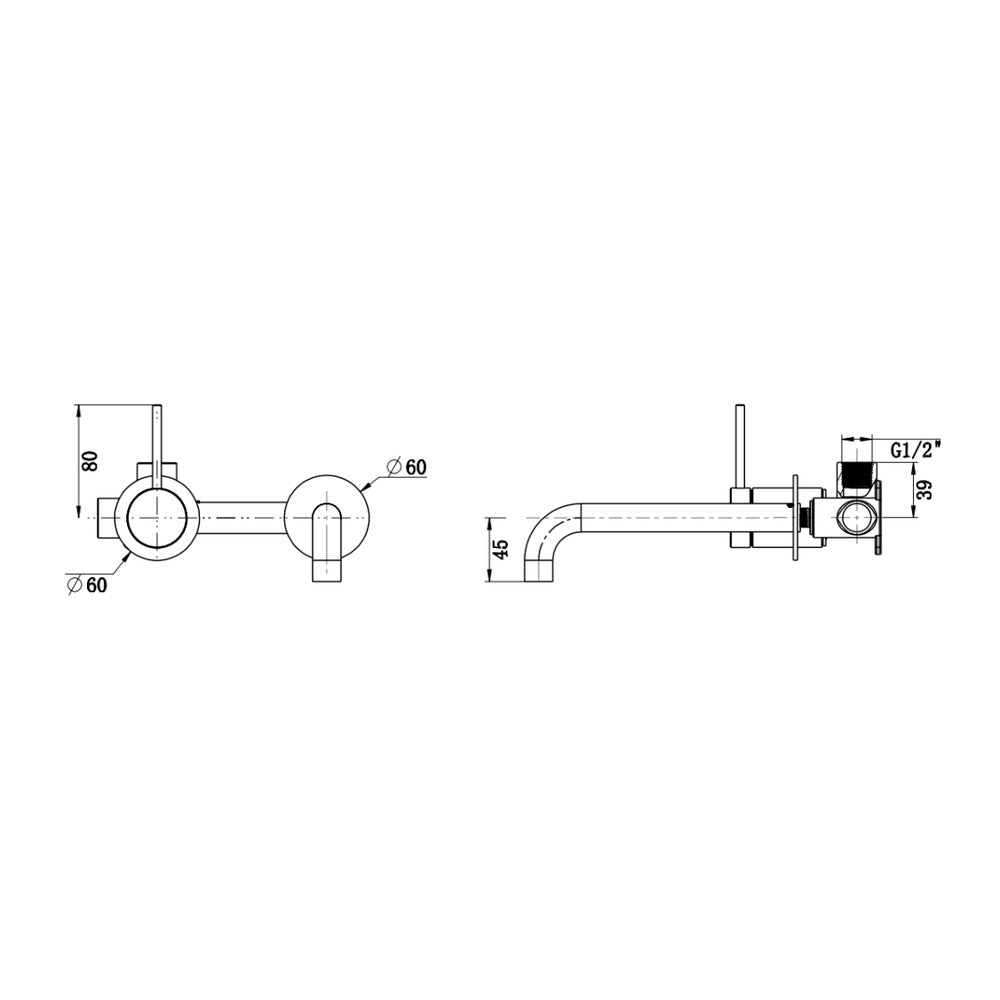 Mica Wall-Spout Combo - 2P - Reverse - TRIM KIT ONLY - Chrome
