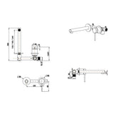 Mica Wall-Spout Combo - Straight Spout - 2P - TRIM KIT ONLY - Chrome