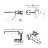 Tiago Wall-Spout Combo - 2P - TRIM KIT ONLY - Chrome