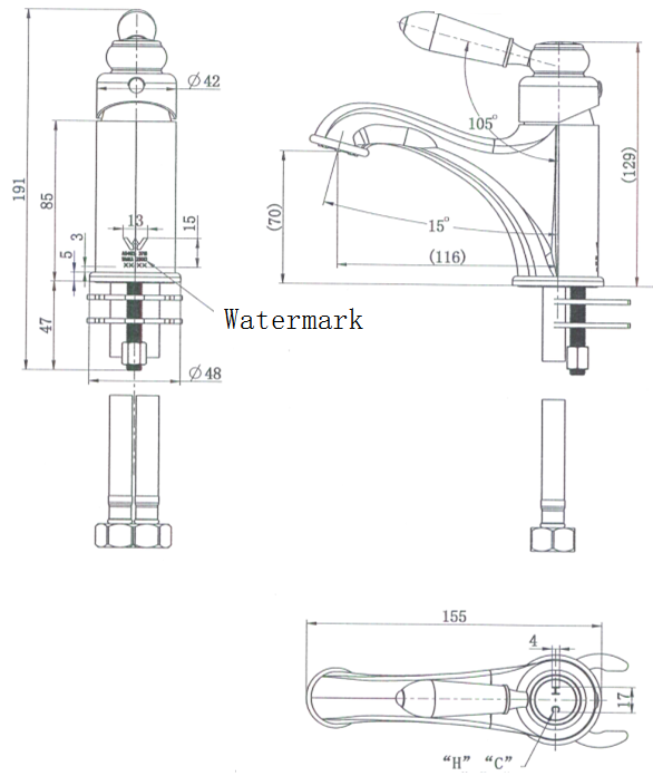 Bordeaux Basin Mixer - Matte Black