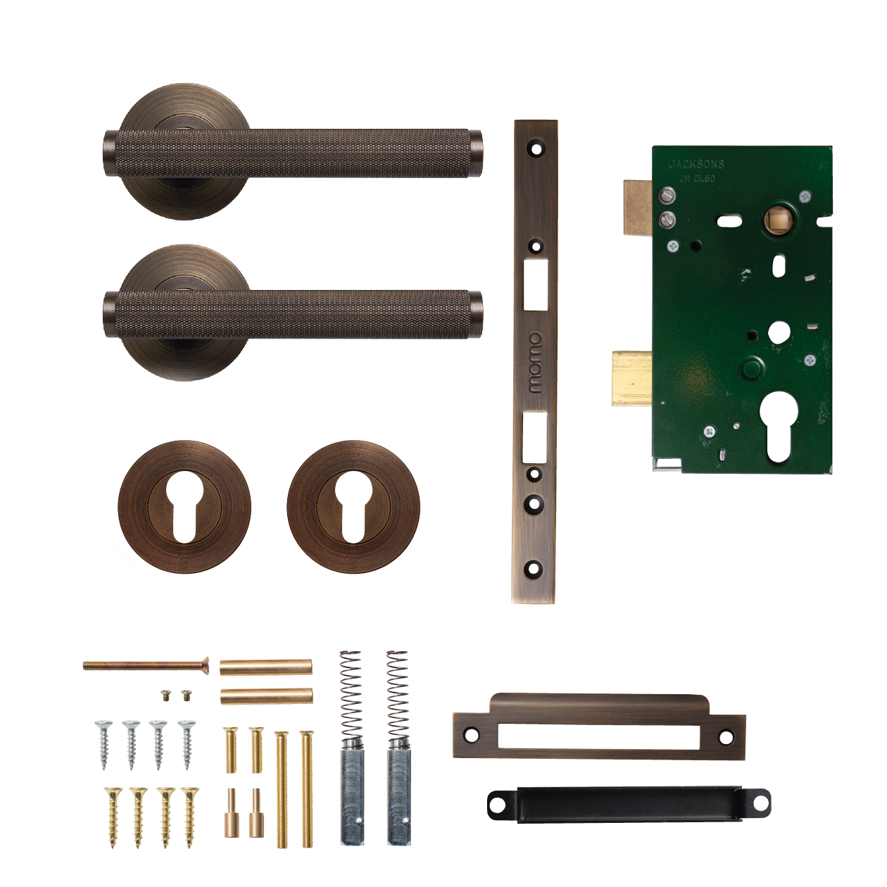 Momo Bellevue Solid Brass Knurled Lever Entrance Set In