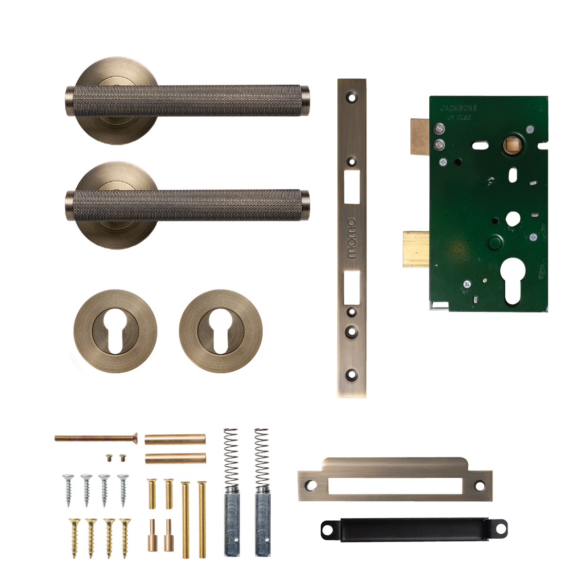 Momo Bellevue Solid Brass Knurled Lever Entrance Set In