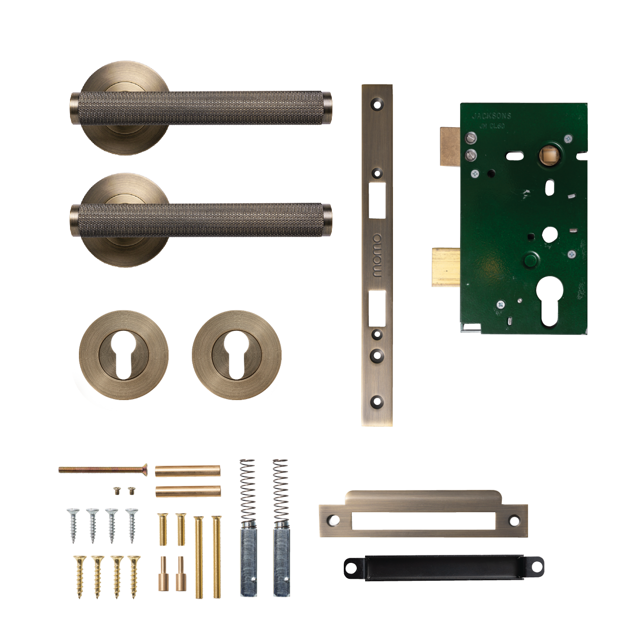Momo Bellevue Solid Brass Knurled Lever Entrance Set In