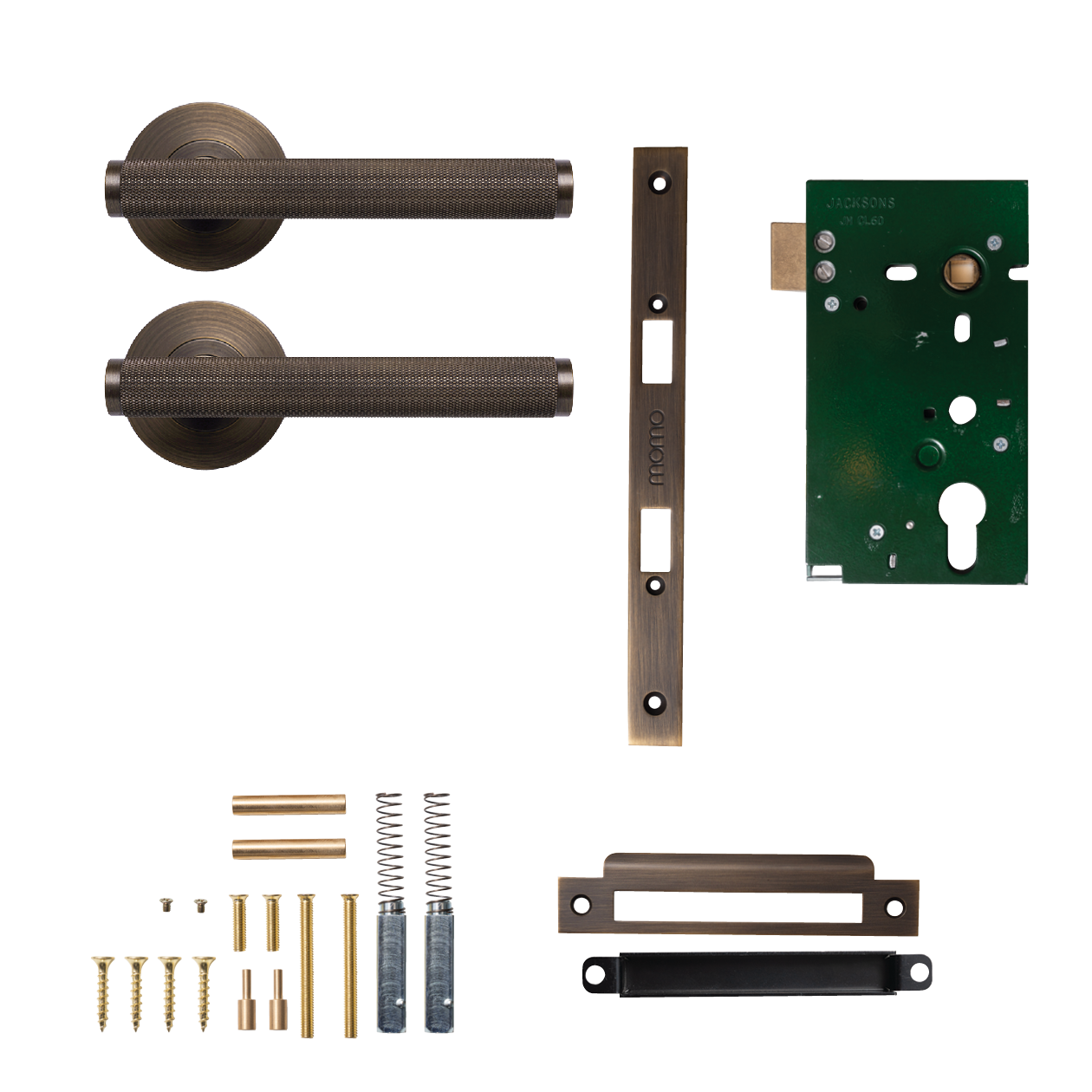 Momo Bellevue Solid Brass Knurled Mortice Lock Passage Lever Set In