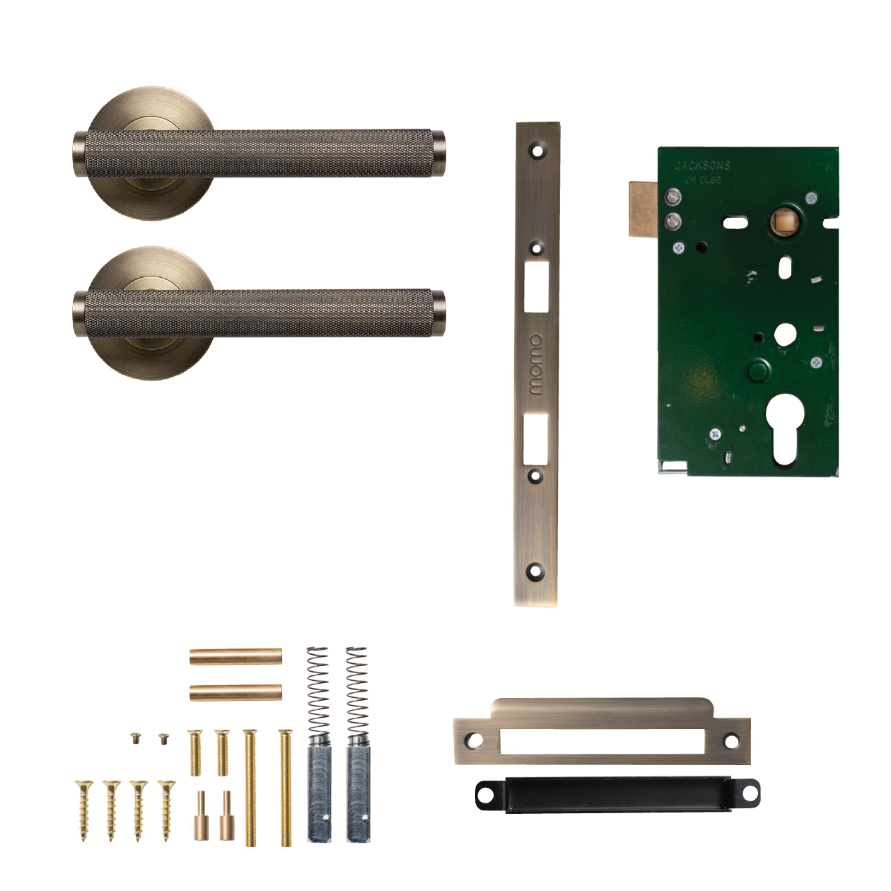 Momo Bellevue Solid Brass Knurled Mortice Lock Passage Lever Set In
