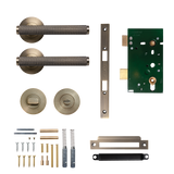 Momo Bellevue Solid Brass Knurled Mortice Lock Privacy Lever Set In