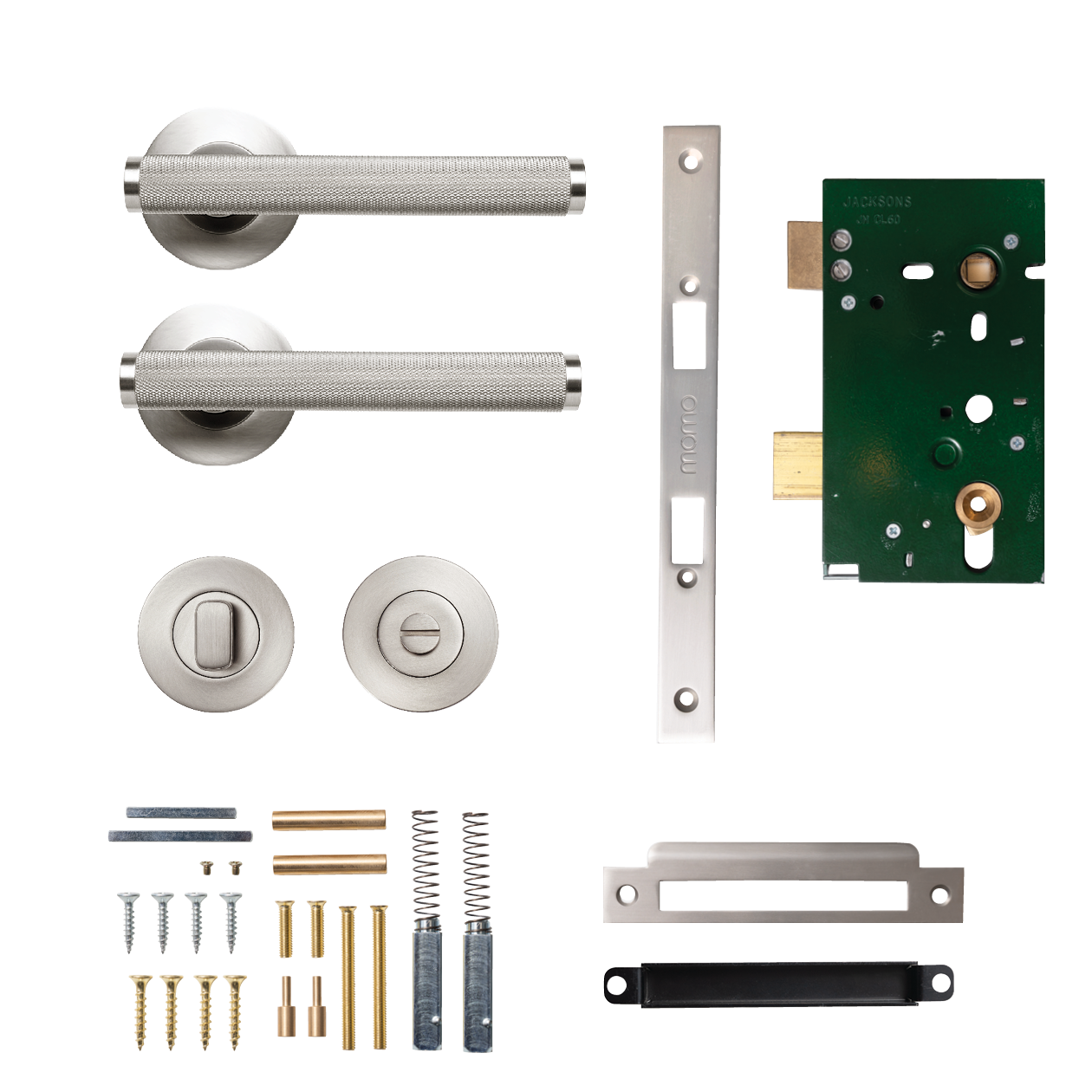 Momo Bellevue Solid Brass Knurled Mortice Lock Privacy Lever Set In