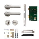 Momo Bellevue Solid Brass Knurled Mortice Lock Privacy Lever Set In