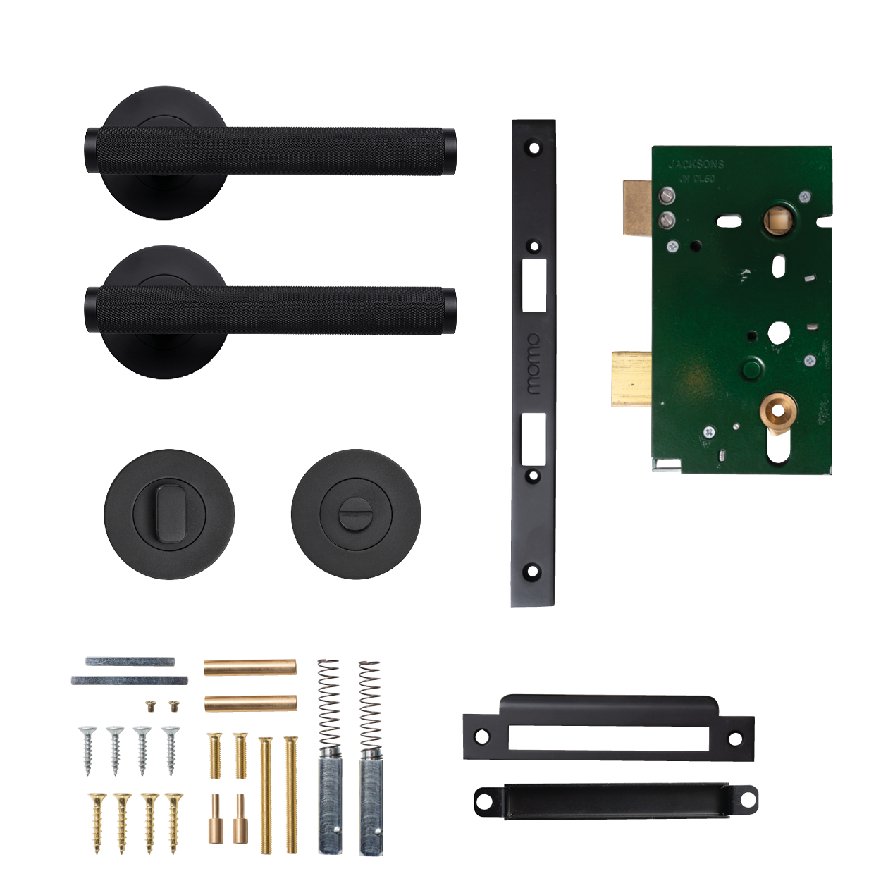 Momo Bellevue Solid Brass Knurled Mortice Lock Privacy Lever Set In