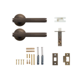 Momo Bellevue Solid Brass Knurled Tubular Latch Passage Lever Set In