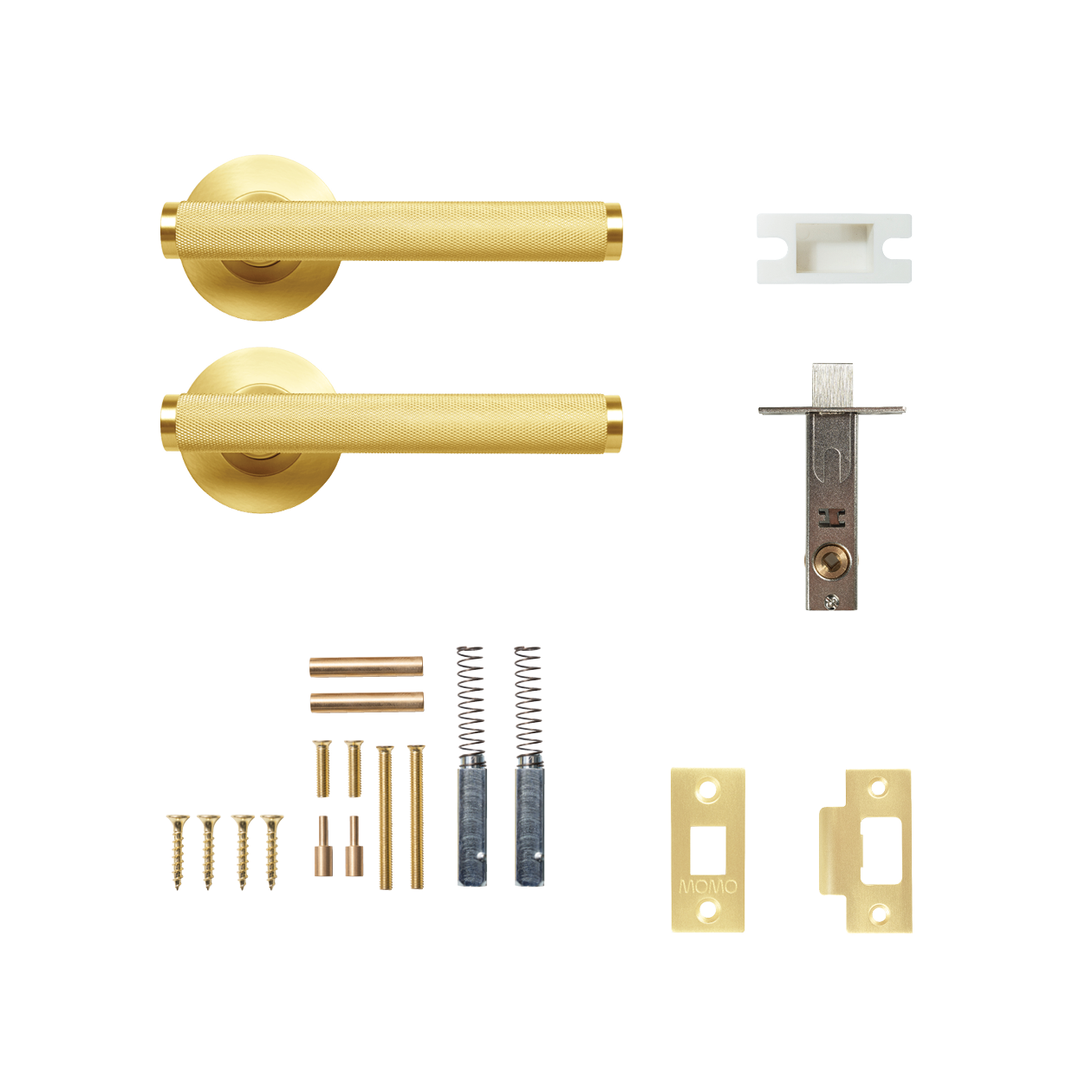 Momo Bellevue Solid Brass Knurled Tubular Latch Passage Lever Set In