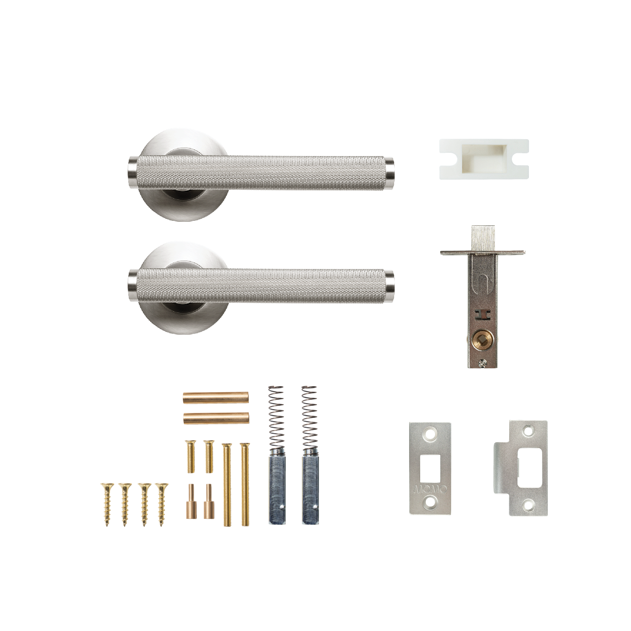 Momo Bellevue Solid Brass Knurled Tubular Latch Passage Lever Set In