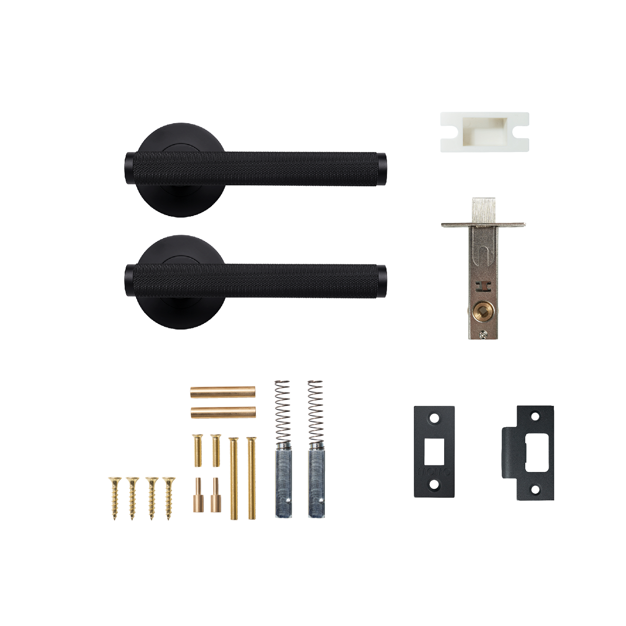 Momo Bellevue Solid Brass Knurled Tubular Latch Passage Lever Set In