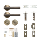 Momo Bellevue Solid Brass Knurled Tubular Latch Privacy Lever Set In