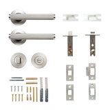 Momo Bellevue Solid Brass Knurled Tubular Latch Privacy Lever Set In