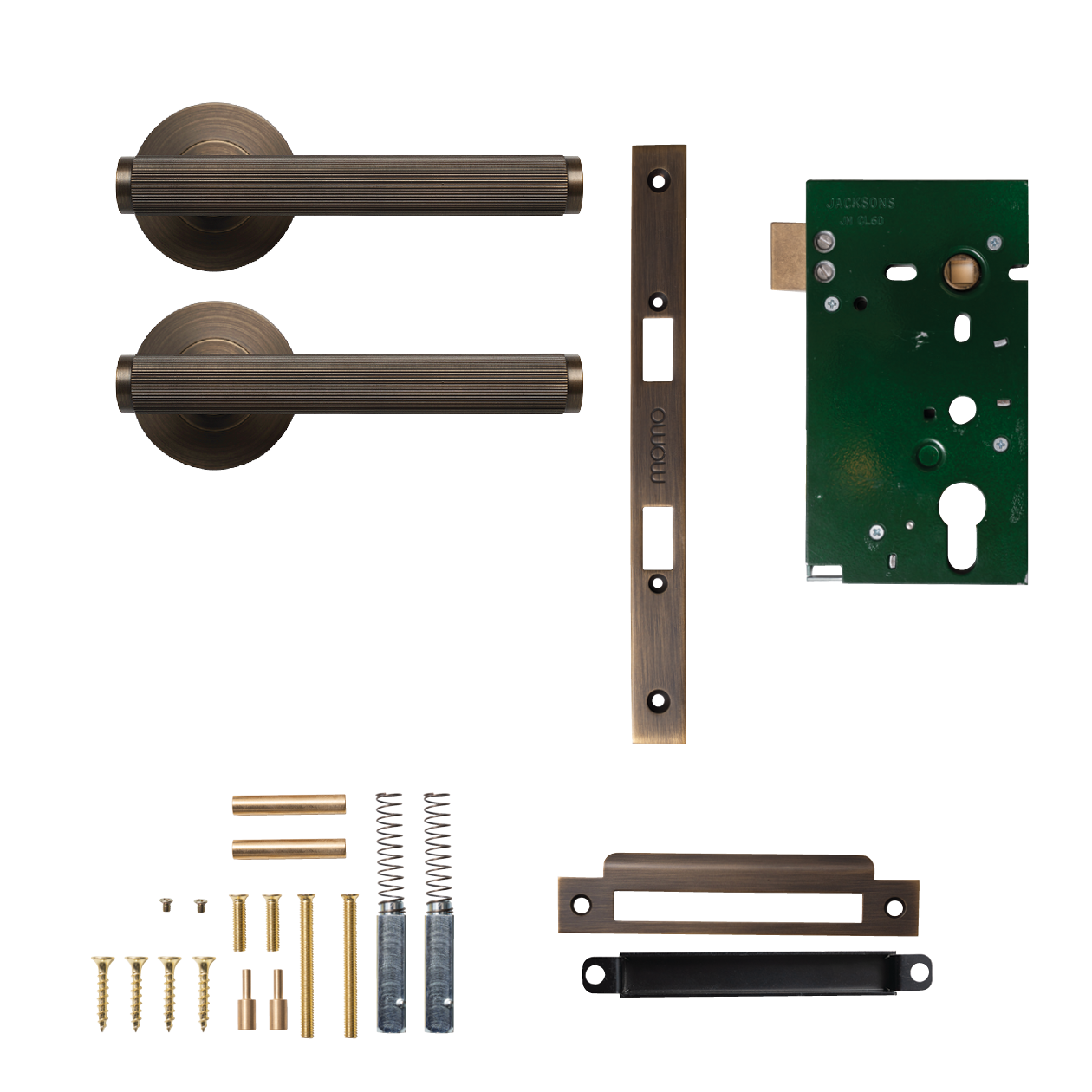 Momo Bellevue Solid Brass Lined Mortice Lock Passage Lever Set In