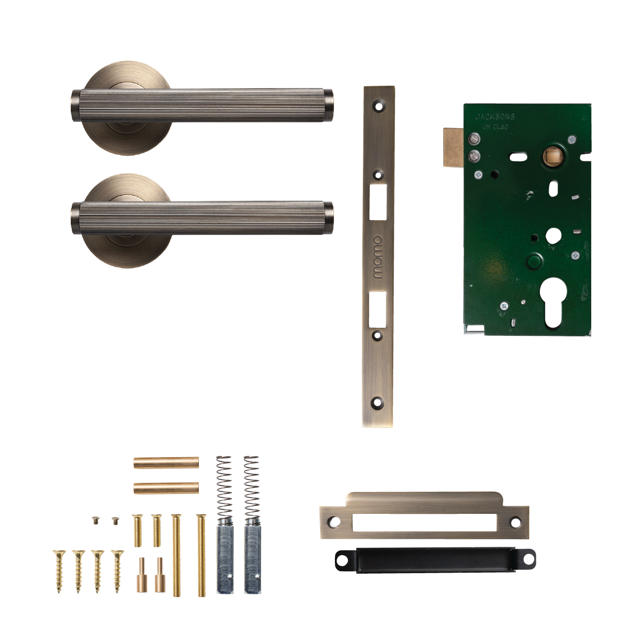 Momo Bellevue Solid Brass Lined Mortice Lock Passage Lever Set In