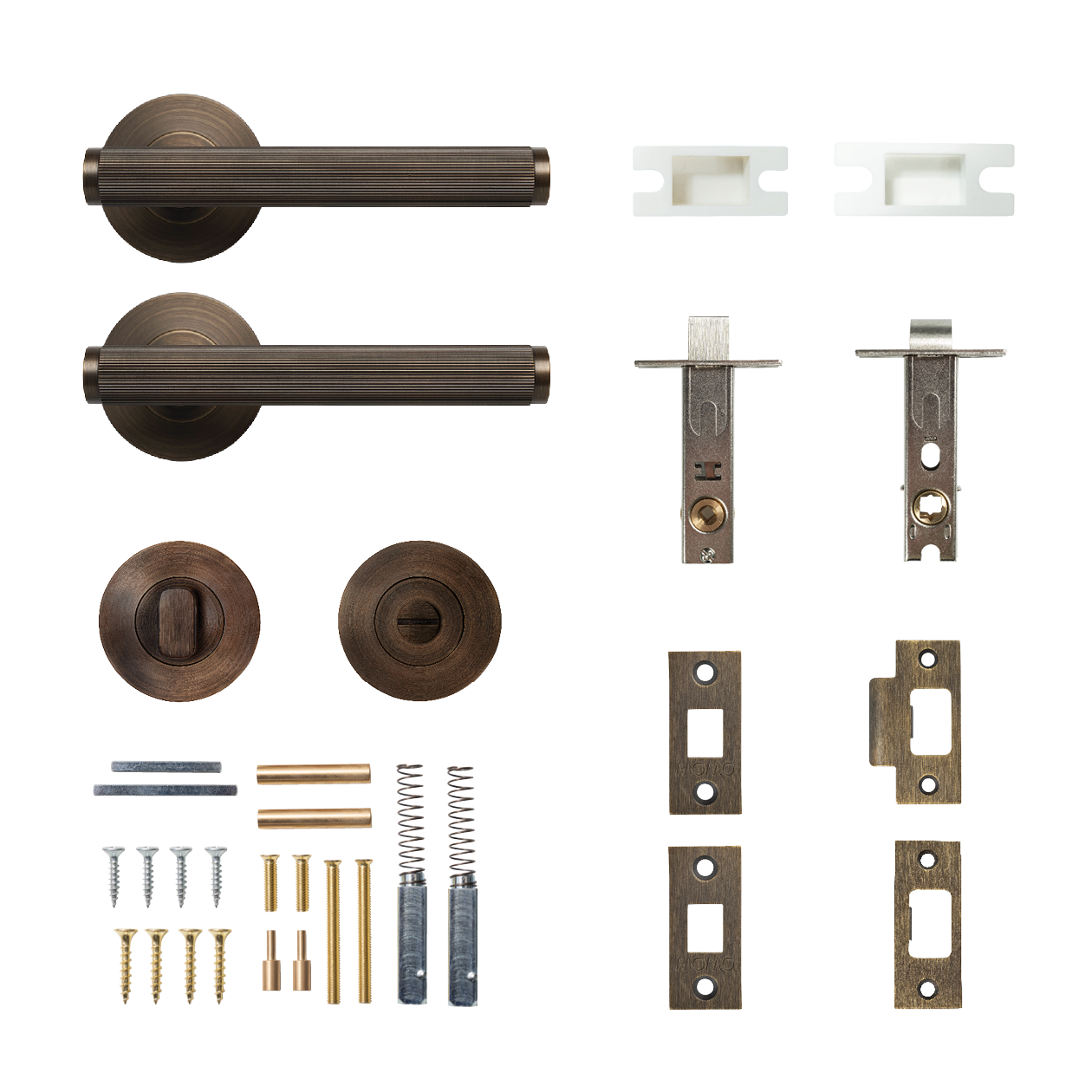 Momo Bellevue Solid Brass Lined Tubular Latch Privacy Lever Set In