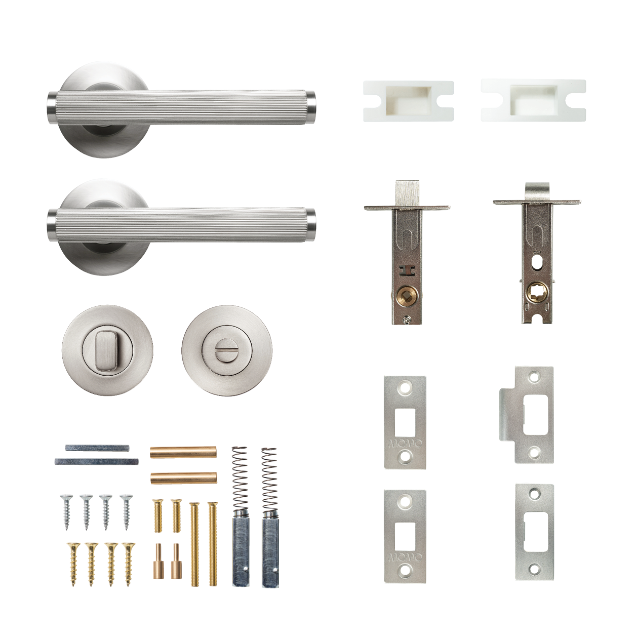 Momo Bellevue Solid Brass Lined Tubular Latch Privacy Lever Set In