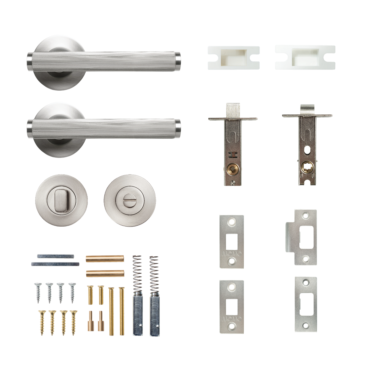 Momo Bellevue Solid Brass Lined Tubular Latch Privacy Lever Set In