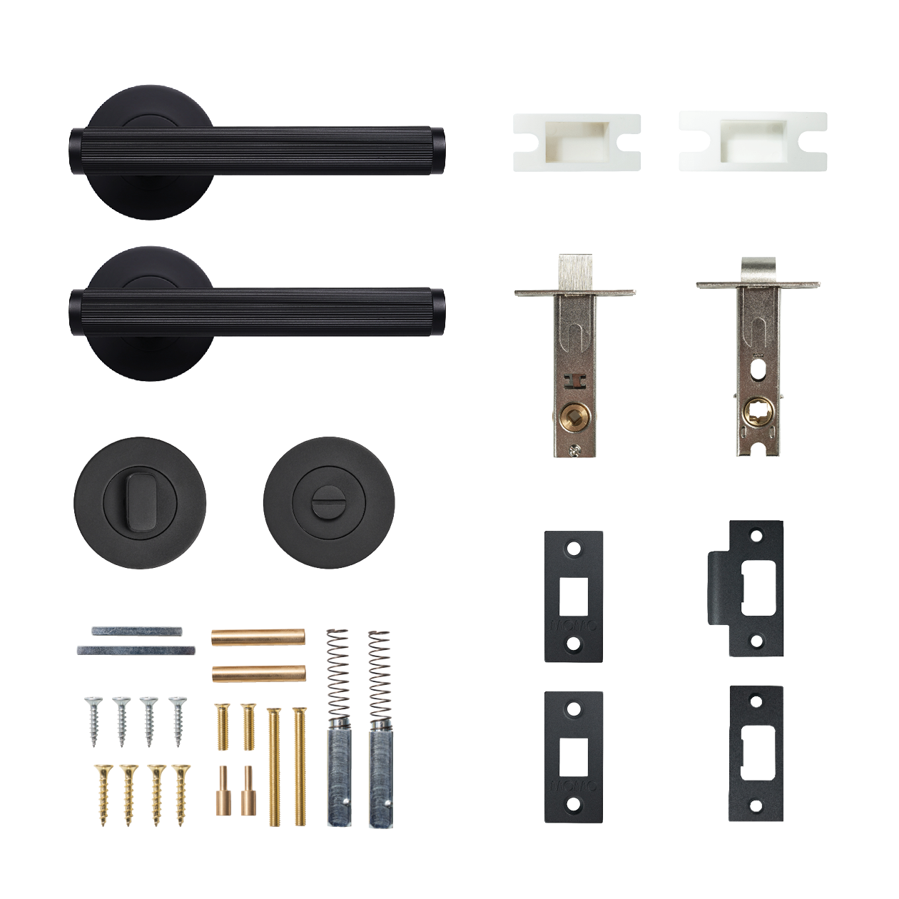 Momo Bellevue Solid Brass Lined Tubular Latch Privacy Lever Set In