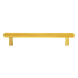 Momo Bellevue Knurled Bar Pull Solid Brass 160mm in Brushed Satin Brass - front view