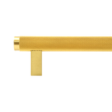 Momo Bellevue Knurled Bar Pull Solid Brass 160mm in Brushed Satin Brass - angled product view