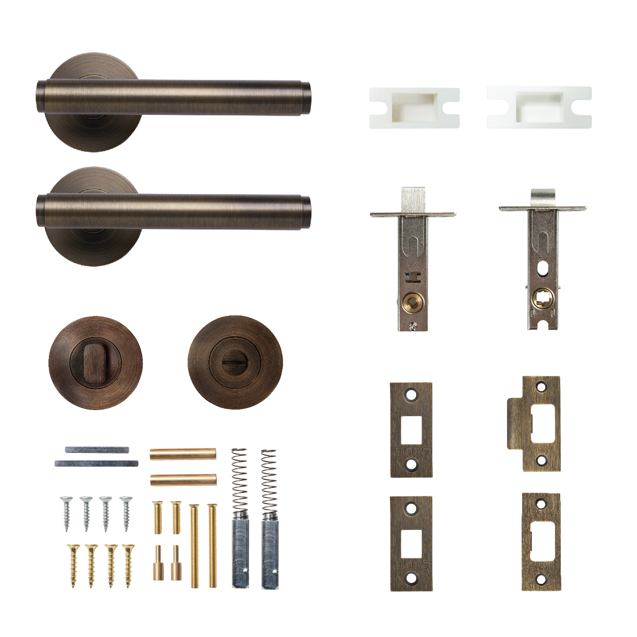 Momo Bellevue Solid Brass Plain Tubular Latch Privacy Lever Set In