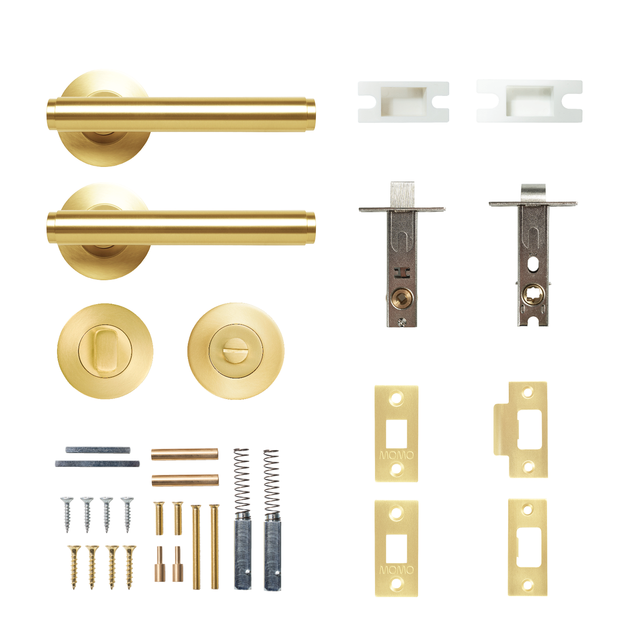 Momo Bellevue Solid Brass Plain Tubular Latch Privacy Lever Set In