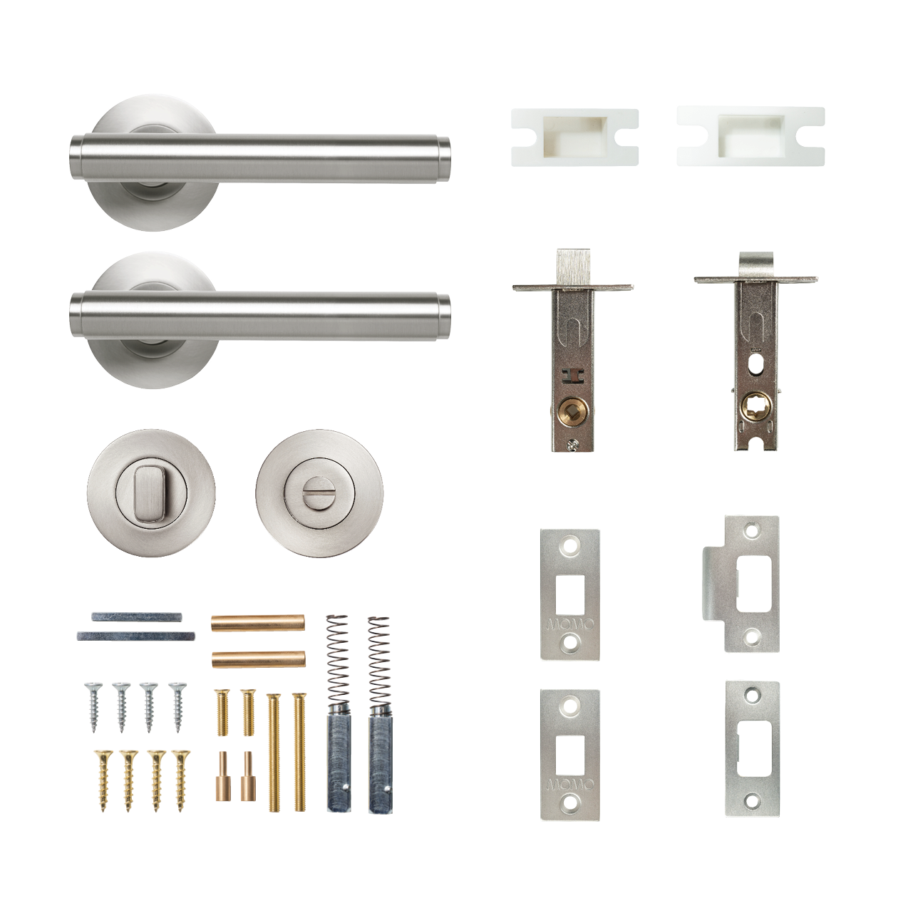 Momo Bellevue Solid Brass Plain Tubular Latch Privacy Lever Set In