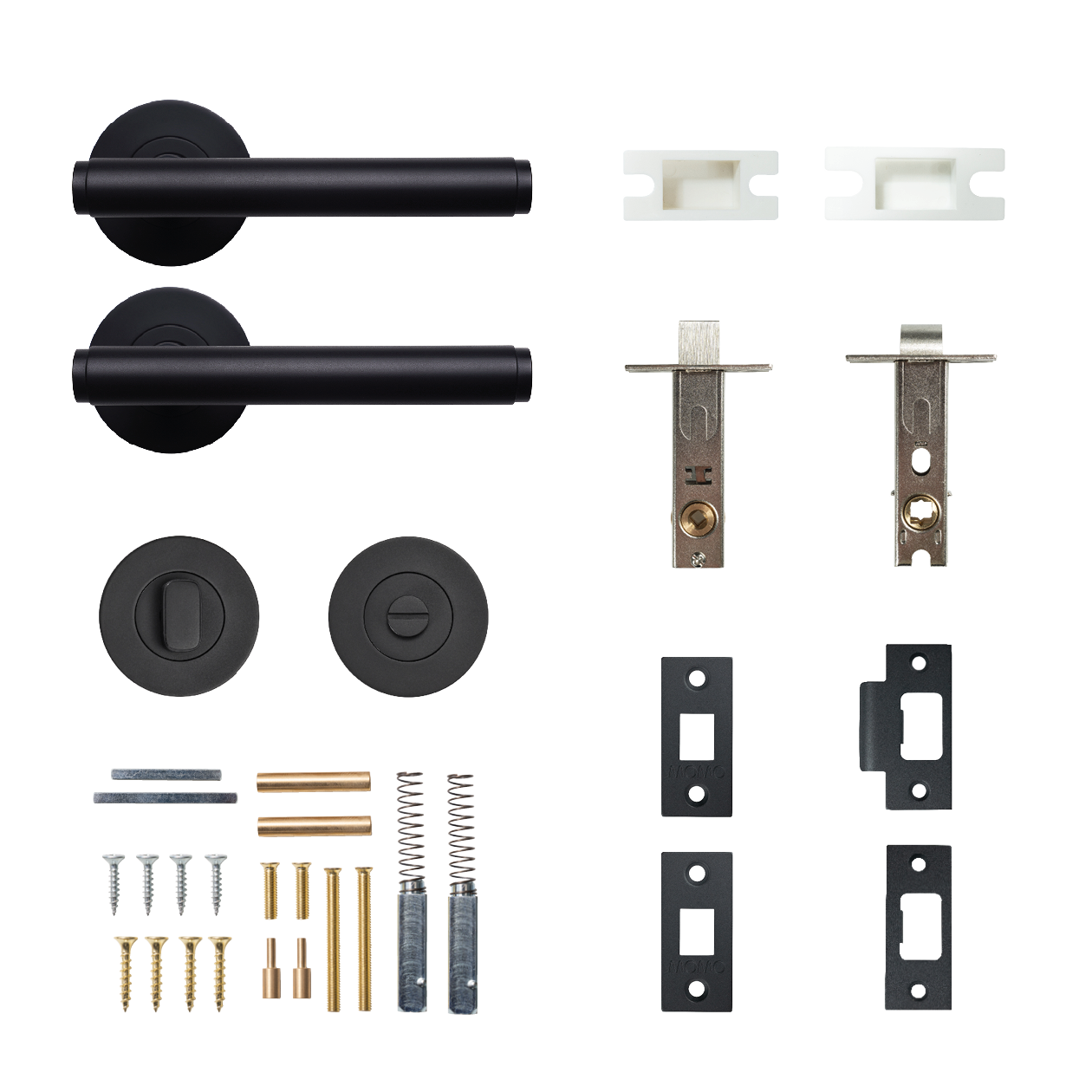 Momo Bellevue Solid Brass Plain Tubular Latch Privacy Lever Set In